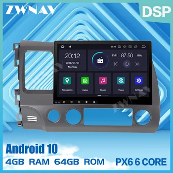 PX6 4G+64 G Android 10.0 Auto, DVD, Stereo Multimediálne Pre Honda Civic 2007-2011 Rádio GPS Navi Audio-Video, stereo hlava jednotka zdarma mapu