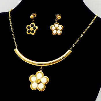 2019 Módne Dvojité Simulované-Pearl Flower Úsmev Otvoriť Choker Náhrdelník Zlato Z Nehrdzavejúcej Ocele Strany Módne Šperky Sady