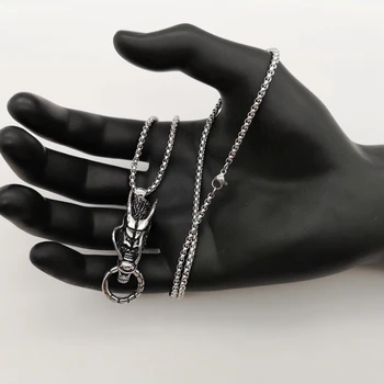 VIntage hlavy Draka náhrdelník 316L nerezovej ocele s príveskom, náhrdelník HIP HOP, ROCK Dragon náhrdelník pre mužov módne šperky