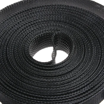 10M PET Izolácie Black 25mm High-Density Nylon Tesný Rozšíriteľná Pletená Kábel Rukávy Drôt Žľazy Ochrany