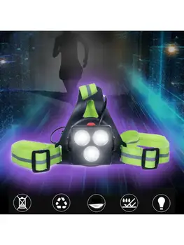 Nabíjateľná Nastaviteľné Hrudníka Beží LED Svetlo pre Bežcov Joggers Reflexné 24BD