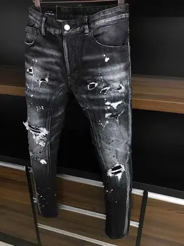 Európska dsq značky Taliansko džínsy, nohavice čierne coolguy džínsy ŽENY/Muži Slim džínsy džínsové nohavice blue hole Nohavice-jeans pre A383