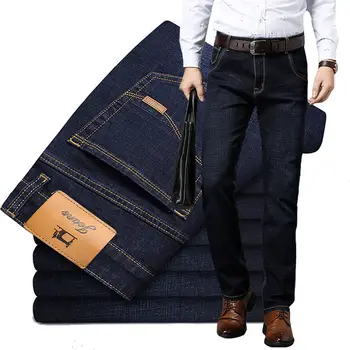 Jar nové pánske nohavice pánske džínsy mužov zostrojenia rovnou nôh ležérne pánske strečové nohavice dlhé nohavice