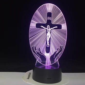 Kresťanstvo 3D LED Lampy, Nočné Svetlo Ježiša Stanice Náboženstva Kríž Vizualizácia Kríž, Biblia Farebné Kresťania Dropship
