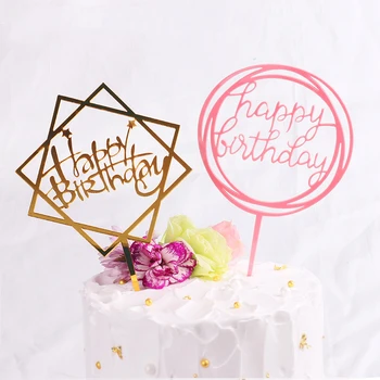 StoBag 20pcs Happy Birthday Láska Akryl Vložiť Vlajky Svadobné Party Cake Zdobenie Baby Sprcha Prospech Druh Darček Valentína