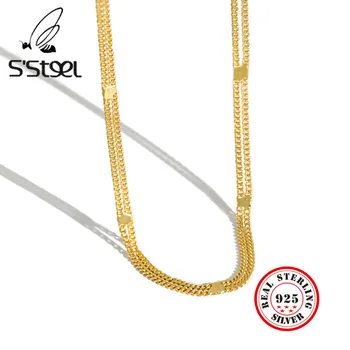 S'STEEL Vrstvený Náhrdelník 925 Sterling Silver Pre Ženy kórejský Reťazca Zlatý Náhrdelník Cadena Plata 925 Para Mujer Jemné Šperky