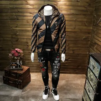 Kapucí Bunda pánske Mládež Slim Fit kórejský Výšivky Príležitostné Športové pánske Kabát Osobné Oblečenie