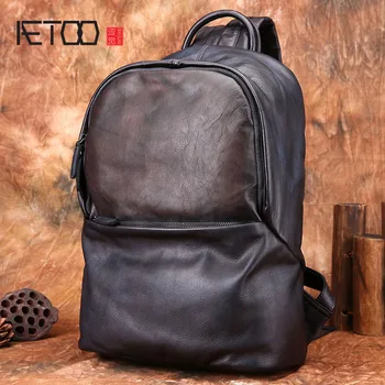 AETOO Batoh pánske kožené batoh módny trend u mužov kožený retro taška bežné veľkú kapacitu kórejský cestovná taška