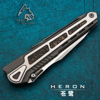 Maxace Heron skladací nôž S90V čepeľ Titán/carbon fiber rukoväť Tábor lov vonkajšie rybárske nože na Prežitie výchovy k DEMOKRATICKÉMU občianstvu nástroje