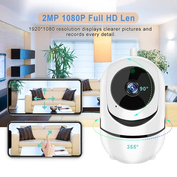 IP Kamera Home Security 1080P HD Bezdrôtový Wifi Fotoaparátu, SD Karta a Ukladací priestor typu Cloud, obojsmerné Audio INFRAČERVENÉ Nočné Videnie CCTV Baby Monitor