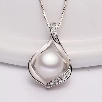 Módne čierne Prírodné sladkovodné perly prívesok náhrdelníky 925 sterling silver náhrdelník pre ženy, nevesty