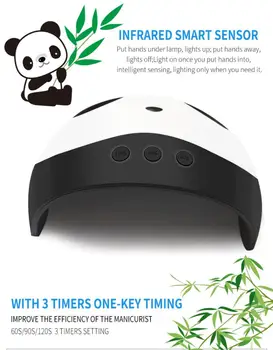 1PCS Panda Klinec Umenie Liečiť Lampa Smart Fototerapia Nechty, Manikúra Nástroj 36W LED UV Lampa na Nechty, Lepidlo Stroj UV Nail Art Vlasov NOVÉ