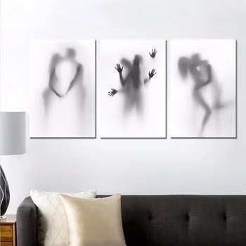 Nordic Plátno Sexy Žena a Muž, Tieň, Maľovanie Plagátu Čierna A Biela Domáce Dekorácie Vytlačí Abstraktné Izba obrazov na Stenu