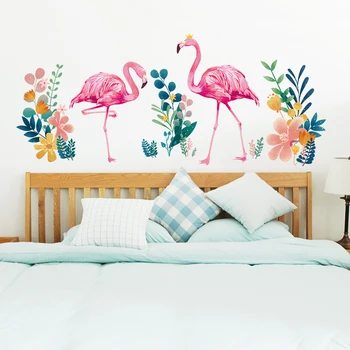 [shijuekongjian] Flamingo Zvierat Samolepky na Stenu DIY Chlorophytum Kvety Stenu pre Obývacia Izba, Detská Spálňa Dekorácie