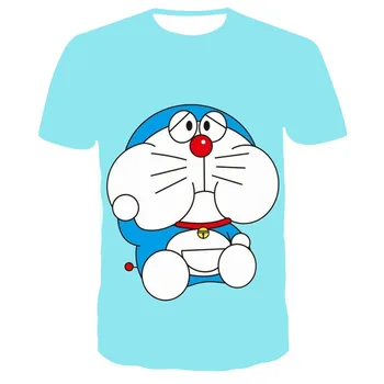 Najnovšie detské Letné Oblečenie 3D Tlač Cartoon Doraemon Chlapci Dievčatá Unisex Tričko Mikina Karikatúry Deti T Košele, Topy 4t-taktné-14T