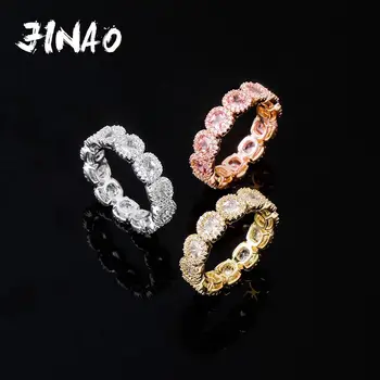 JINAO New Vysoká Kvalita Cubic Zirconia Krúžky Ľadový Z Micro Pave Pohode Muži Ženy Pár Zlatá Farba Hip Hop Šperky Pre Sestru Darček