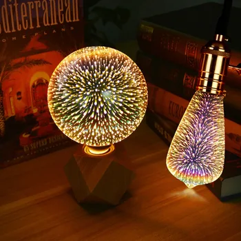 E27 110V 220V 3D Lampa Star Fireworks Účinok Nočné svetlo 3D stolná lampa Dekorácie Žiarovka posteli Domáce Dekorácie Svetla Luminaria
