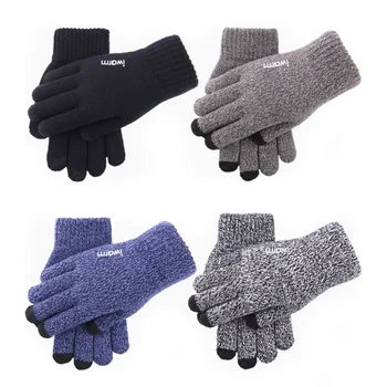 Zimné čalúnená non-slip teplé dotykový displej zrastov pánske rukavice rukavice vlna
