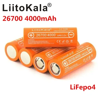 LiitoKala Lii-40E 3.2 V 26700 4000mAh lifepo4 nabíjateľná batéria 10A miera vypúšťania Listy náhradné batérie Namiesto 26650