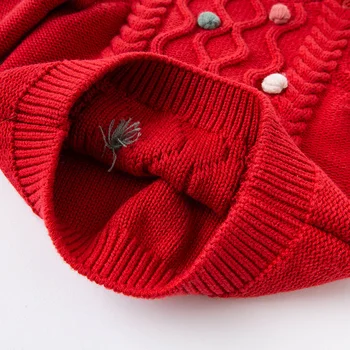 DBM15465-1K dave bella zimné baby girls Vianočné prekladané appliques pletený sveter deti móda batoľa boutique topy