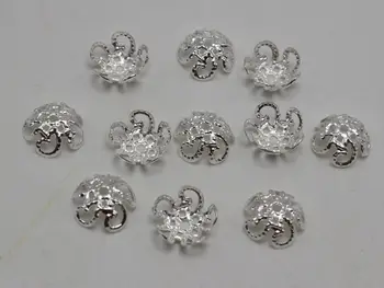 500 Striebornými 5-okvetné Lístky Kvetu Perličiek Čiapky 10 mm Uchytenie 10-12 mm Perličiek Šperky Nájsť