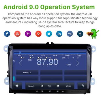 Harfey 2din 9 GPS Car Multimedia Player Android 10.0 API 29 autorádio Pre Škoda/Seat/Volkswagen/VW/Passat b7/POLO/GOLF 5 6