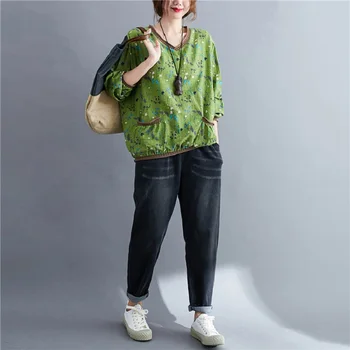 Kórejský štýl bavlna plus veľkosť vintage jeseň príležitostné voľné tee tričko ženy t-shirt dámy tshirt oblečenie 2021 topy streetwear