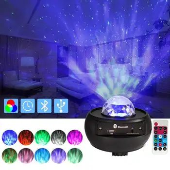 LED Star Nočné Svetlo Hudba Hviezdna Vody Vlna LED Projektor Svetlo Bluetooth, USB, Diaľkové Ovládanie Projektora Lampa Vianočný Dekor