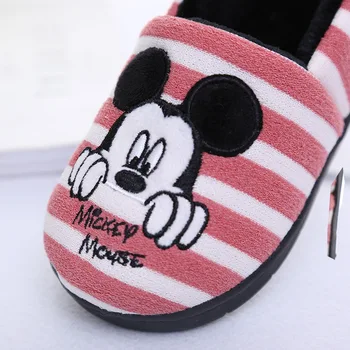 Disney detské bavlnené papuče deti, krytý non-sklzu a teplé Bavlna-čalúnená Topánky Mickey Mouse chlapci dievčatá plátenné topánky