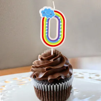 Rainbow počet Počet Sviečka 0-9 Digitálne Bezdymového výročie happy birthday cake zdobenie party láskavosti pečenie nástroje Sójový Vosk