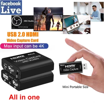4K HDMI USB 2.0 3.0 Slučky Sa Grafika Zachytiť Kartu Nahrávanie Videa Box, PC Hry Live Streaming Video Rekordér Mikrofón Audio výstup