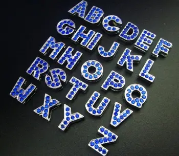 MIN 20PCS Každé Písmeno Vnútorného Dia. 8 MM Modrá Bing Kamienkami List List A--M vhodné Pre 8mm Kožený Náramok DIY Náramok