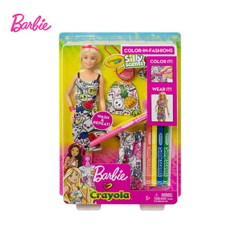 Barbie Crayola Dizajn Nastaviť Elegantné Šaty Príslušenstvo Deti Hračka Darček k Narodeninám Módy Kreatívne Inšpirácie Darček GGT44