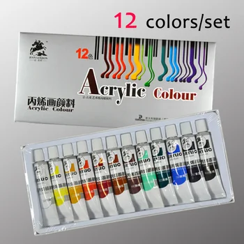 12 farieb 12ml Textilné Tkaniny Farby nastaviť Handričkou maľovanie Akrylová farba Kreslenie Art pen set Art Deco