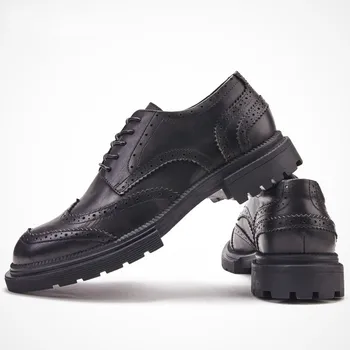 Anglicko Štýl Reálne Kožené Business Formálne Topánky Mužov Značky Čipky Platformu Prízvukom Topánky Luxusné Čierne Party Šaty Topánky