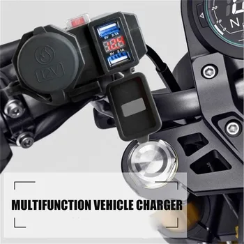 Motocykel Duálny USB Nabíjačka do Auta Voltmeter pre zapaĺovač Karavan, Loď Motocykel