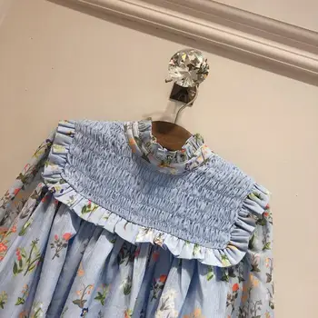 2020 Dievčatá šaty, jarné kvetinové jednorožec vzor dlhý rukáv baby girl šaty princezná party šaty narodeniny šaty