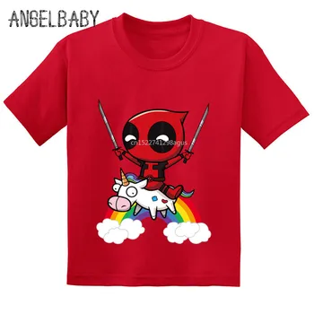 Hot Predaj Deadpool S Unicon Deti Funny T-shirts Letné Módy Deti Cartoon Bavlna Detské Oblečenie Chlapci/Dievčatá Topy Čaj,GKT213
