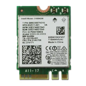 Karty od spoločnosti lenovo 01ax706 Intel 3168 AC 3168NGW Dual band Wireless Mini Wlan NGFF M. 2 802.11 ac, Wifi, Bluetooth 4.2 Karty 2.4 G 5 ghz