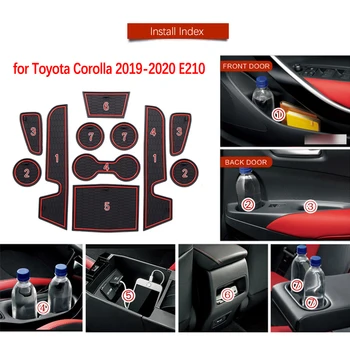 Anti-slip Dvere Auta Gumy Pohár Vankúš pre Toyota Corolla E210 210 2019 2020 2021 Groove Mat Najlepšie Auto Príslušenstvo pre telefón