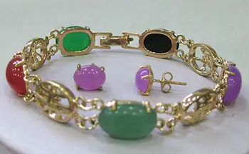 Ohromujúci Multicolor Jade Šperky náramok náramok náušnice nastaviť jade