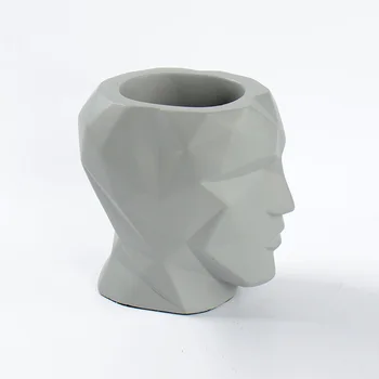3D Konkrétne Hrniec Formy Geometrické Ľudskú Tvár Sochy kvetináče Silikónové Cementu Formy Ručné Záhradné Dekoračné