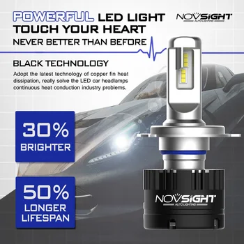Novsight 80W 14400LM LED Žiarovky pre Autá H1 H4 H7 H11 LED 9005/HB3 9006/HB4 2ks LED Reflektor 5500K Auto Auto Svetlomet Auta