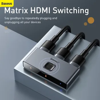 Baseus 4K HDMI Prepínač Two-way Switch Digital Light Display 1-v-2 alebo 2-v-1, Režimy Dual Audio Video Prepínanie HDMI Prepínač