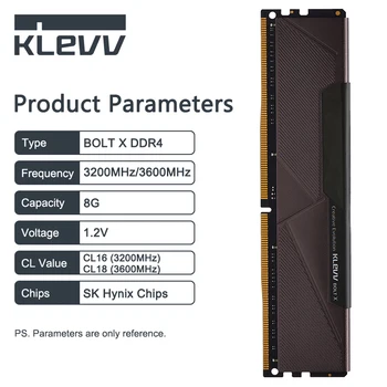 KLEVV SKRUTKA X DDR4 8GB, 16GB 3200MHz 3600MHz Herné Pamäť s SK Hynix Čipy 288 Pin DIMM 1.35 V Memoria DDR4 RAM Pamäte Modulu