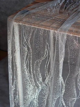 Sequined Oka Tylu Textílie Vlna Žehlenie Diamond Pohľadu DIY Fáze Oblečenie Dekor Sukne Svadobné Šaty Návrhára Textílie