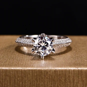 Poslať Certifikát! YINHED Luxusné 1.25 ct Kolo CZ Diamond Snubné prstene Zásnubné Prstene pre Ženy 925 Sterling Silver Ring ZR677
