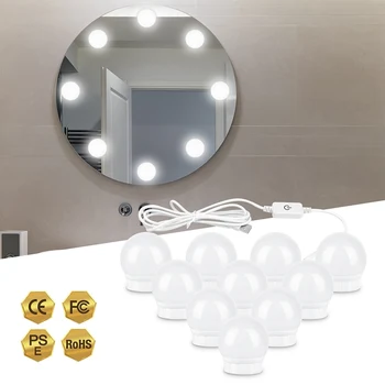 LED make-up Zrkadlo Žiarovky USB Hollywood tvoria Lampa Márnosť Svetlá Kúpeľňa Toaletný Stolík Osvetlenie Stmievateľné LED Nástenné Svietidlo