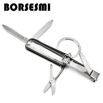 Vysokú kvalitu nerezovej ocele viacúčelový nôž s nail clipper 4 v 1 skladacie ovocie nože Mini keychain vreckový nôž