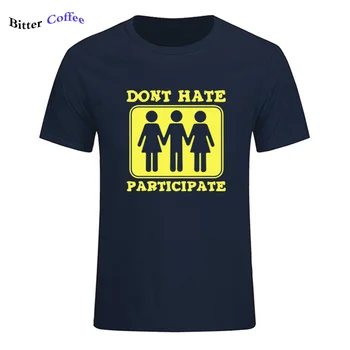 Nové Módne nemám Nenávisť Zúčastniť Trojka T shirt Dospelých Vtip Osobnosti Vzor Posádky Krku, Bavlna vrchné Oblečenie T-Shirt